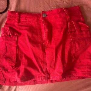Others Follow Bright Red Cargo Mini Skort